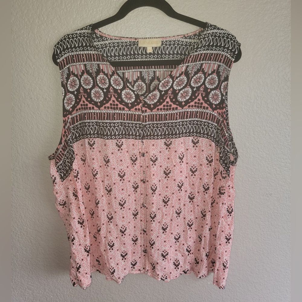 Lucy & Laurel Boho Print Sleeveless Top – 1X
